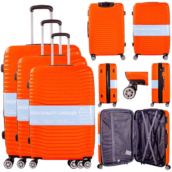 ORANGE 3 PIECE LUGGAGE SUITCASE SET