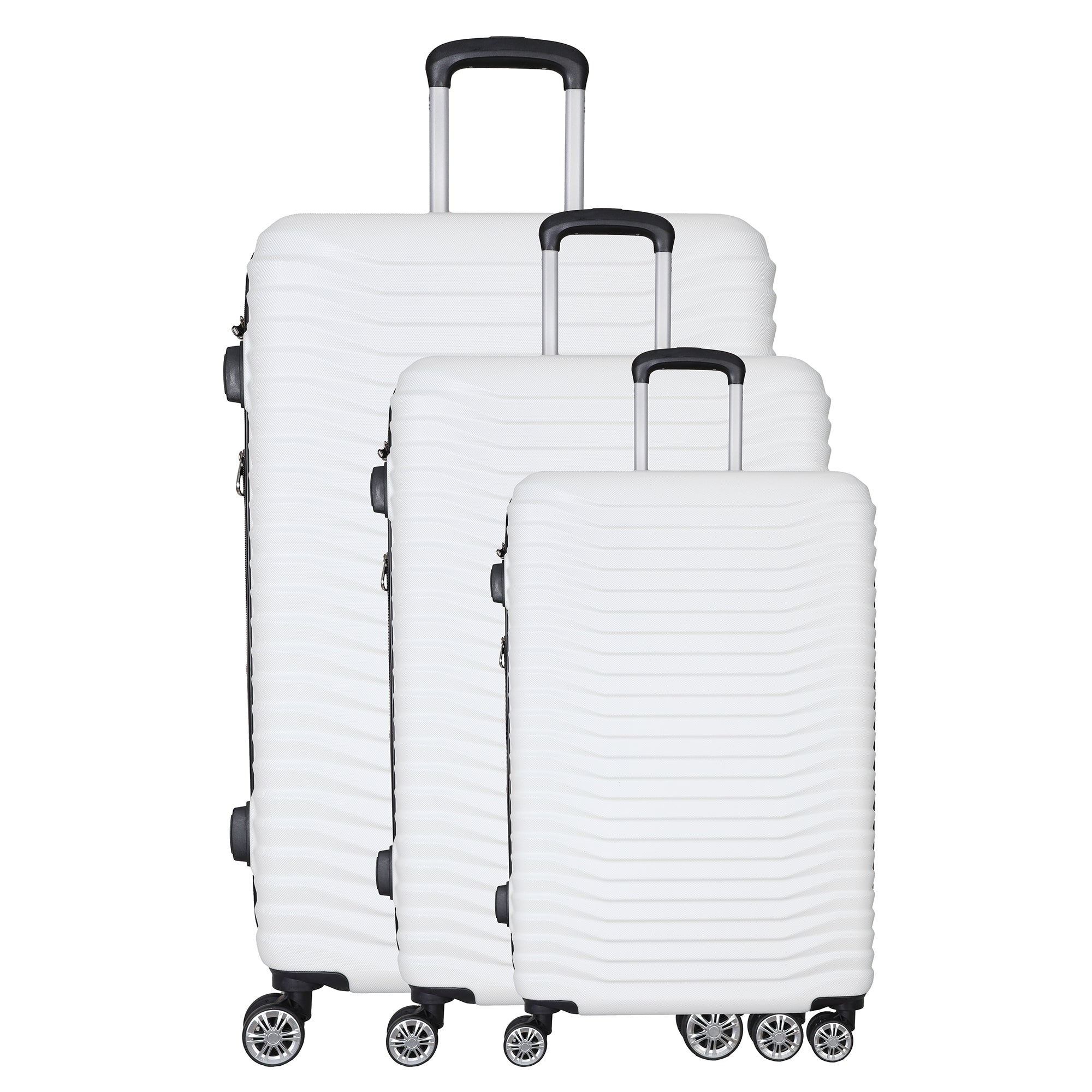 WHITE 3 PIECE LUGGAGE SUITCASE SET