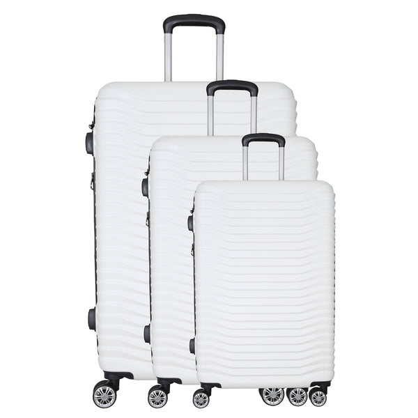 WHITE 3 PIECE LUGGAGE SUITCASE SET