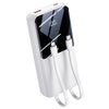 WOW Travel 20000mAh 22.5W PD Fast Charging Power Bank with Built-In Dual Cables & LED Display (WHITE)