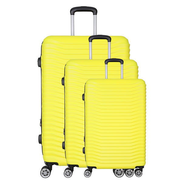 YELLOW 3 PIECE LUGGAGE SUITCASE SET