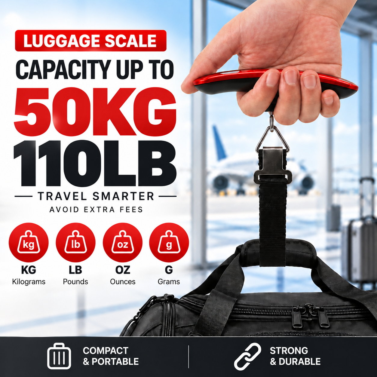 Digital Luggage Scale 50kg with LCD Display and Battery Included