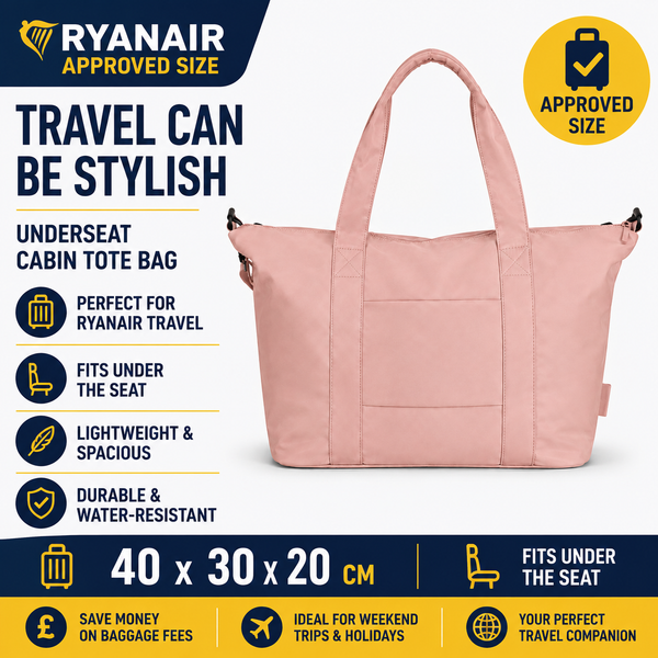 Ryanair 40x30x20 Underseat Tote Bag Pink