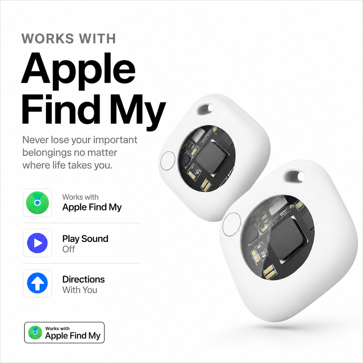 1 x White AirTag Tracker for Apple