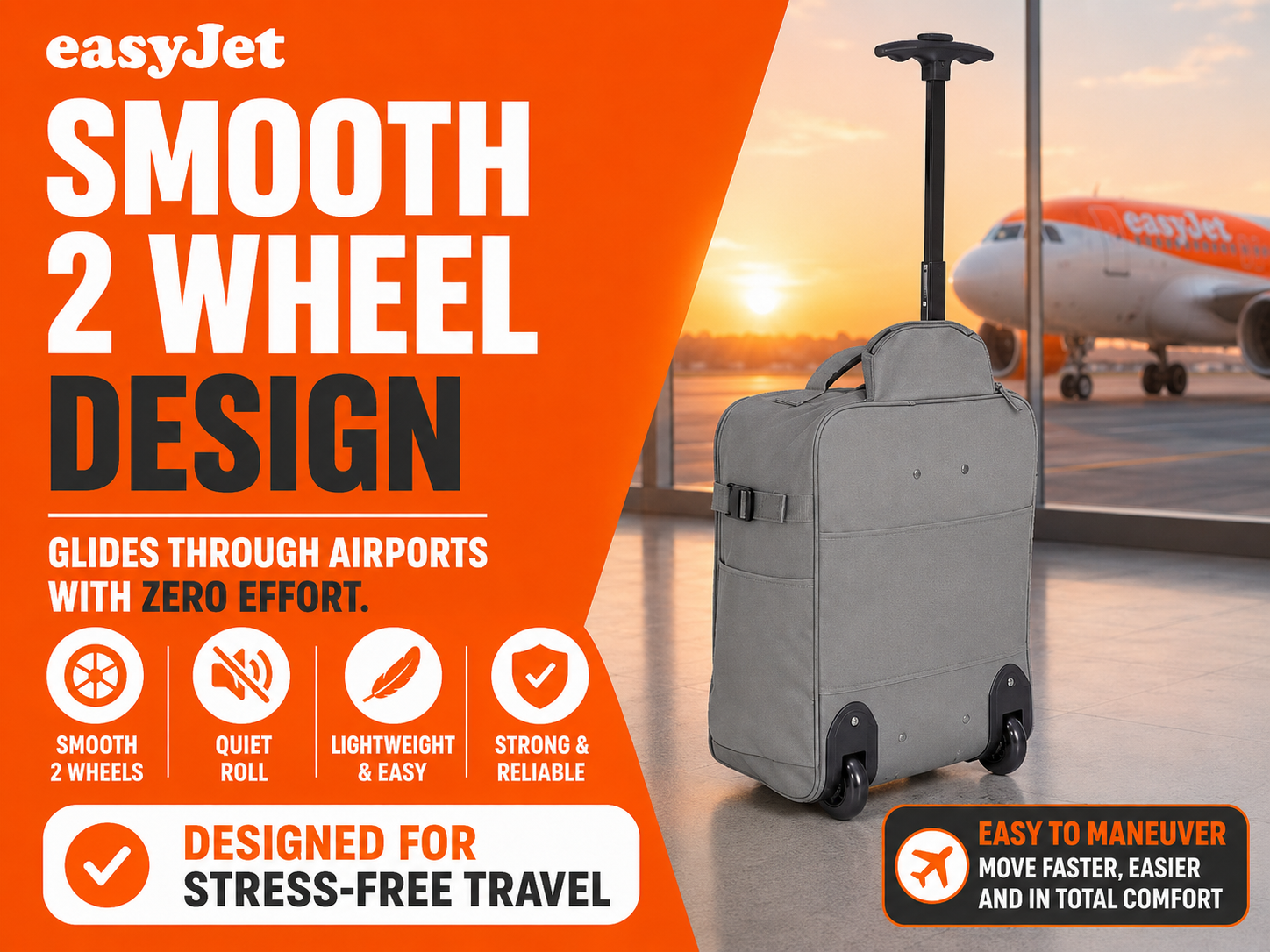Blue Underseat Cabin Bag 45x36x20 EasyJet Approved Trolley Case