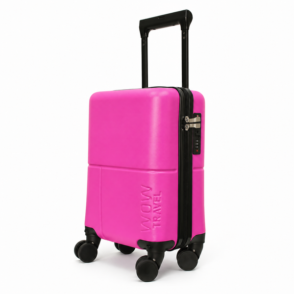 HOT PINK WOW Travel 40×30×20 Underseat Cabin Suitcase Ryanair Approved Lightweight Carry On