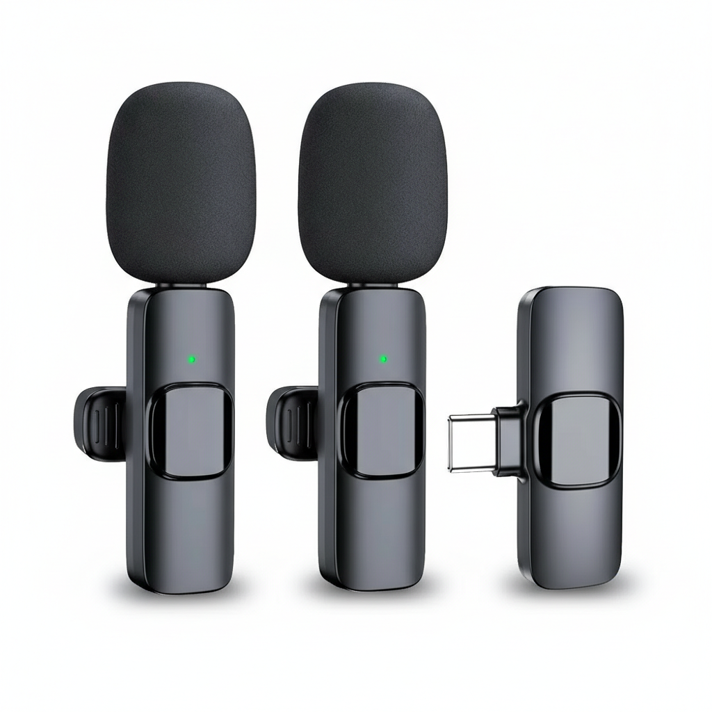 Wireless Lavalier Microphones 2 Pack USB C Clip On