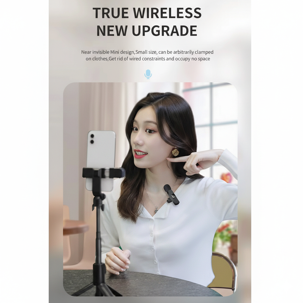 Wireless Lavalier Microphones 2 Pack USB C Clip On