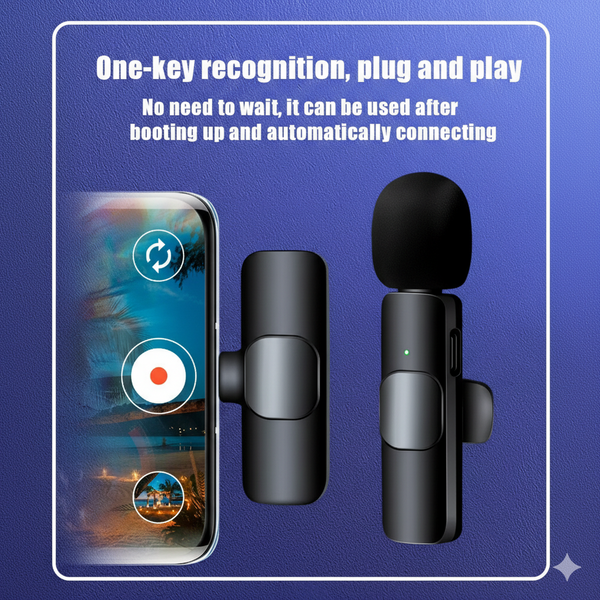 Wireless Lavalier Microphones 2 Pack USB C Clip On