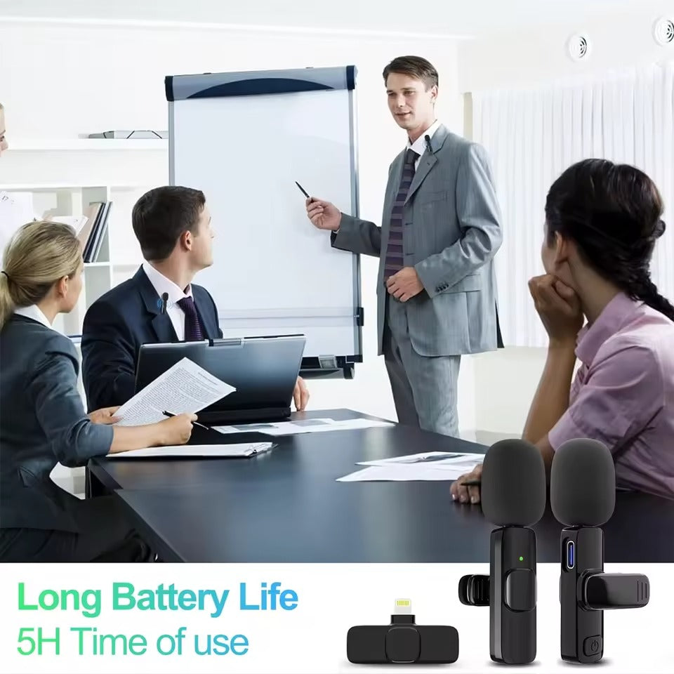Wireless Lavalier Microphones 2 Pack USB C Clip On