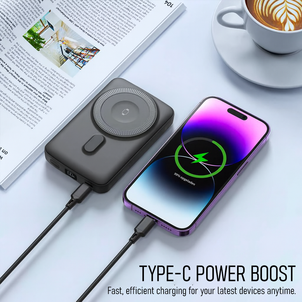 Magnetic Wireless Power Bank 10000 mAh Fast Charging 20W BLACK