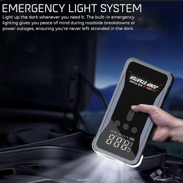 WOW Travel S3 Car Jump Starter 12000mAh 1200A Portable Battery Booster with 150PSI Air Compressor Power Bank