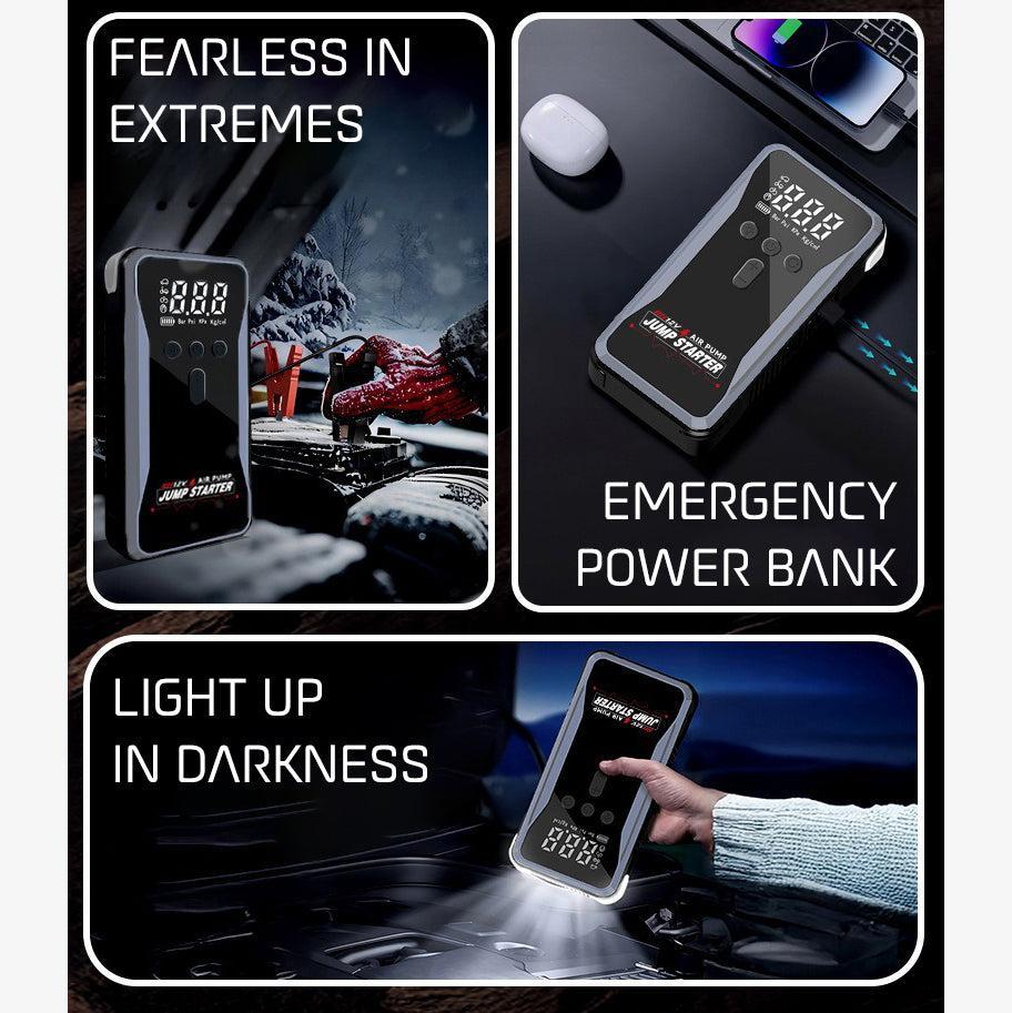 WOW Travel S3 Car Jump Starter 12000mAh 1200A Portable Battery Booster with 150PSI Air Compressor Power Bank