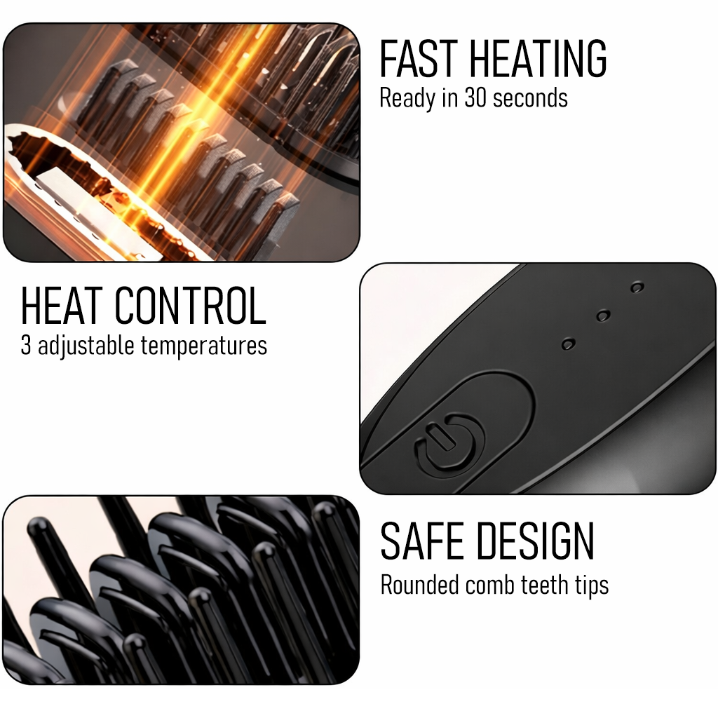 Black Mini Hair Straightener Cordless Rechargeable Portable Straightener Brush