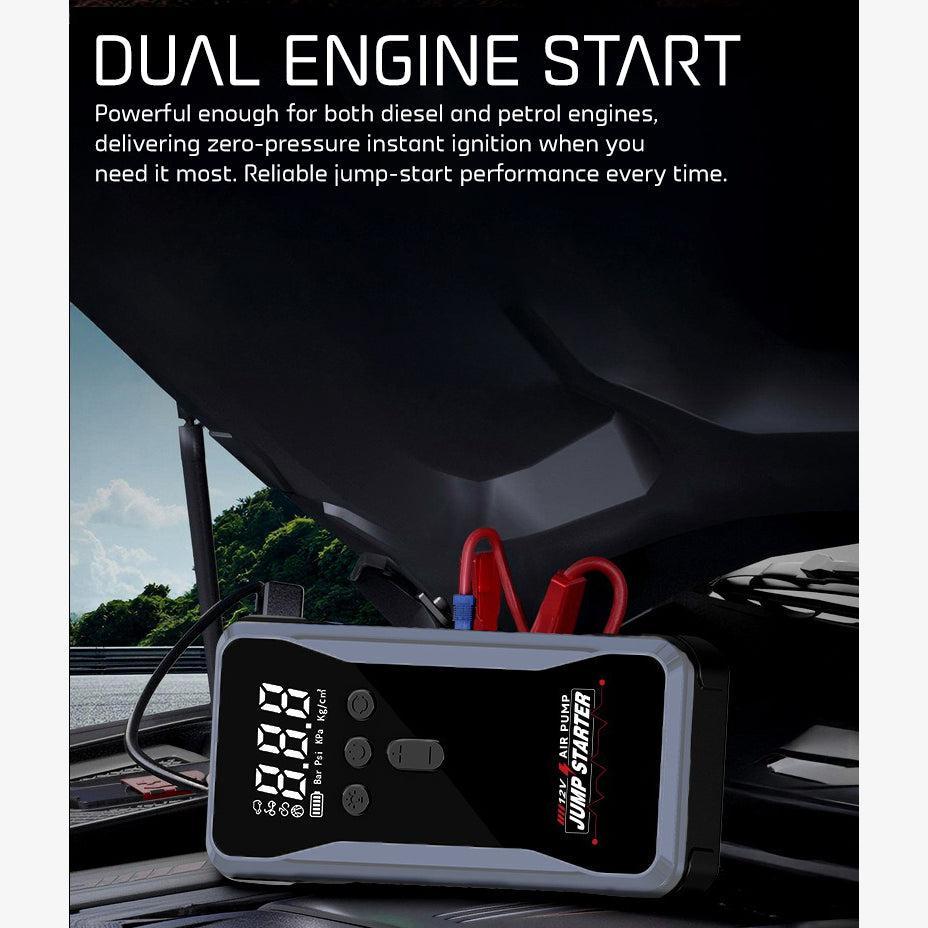 WOW Travel S3 Car Jump Starter 12000mAh 1200A Portable Battery Booster with 150PSI Air Compressor Power Bank