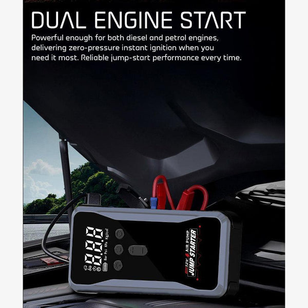 WOW Travel S3 Car Jump Starter 12000mAh 1200A Portable Battery Booster with 150PSI Air Compressor Power Bank