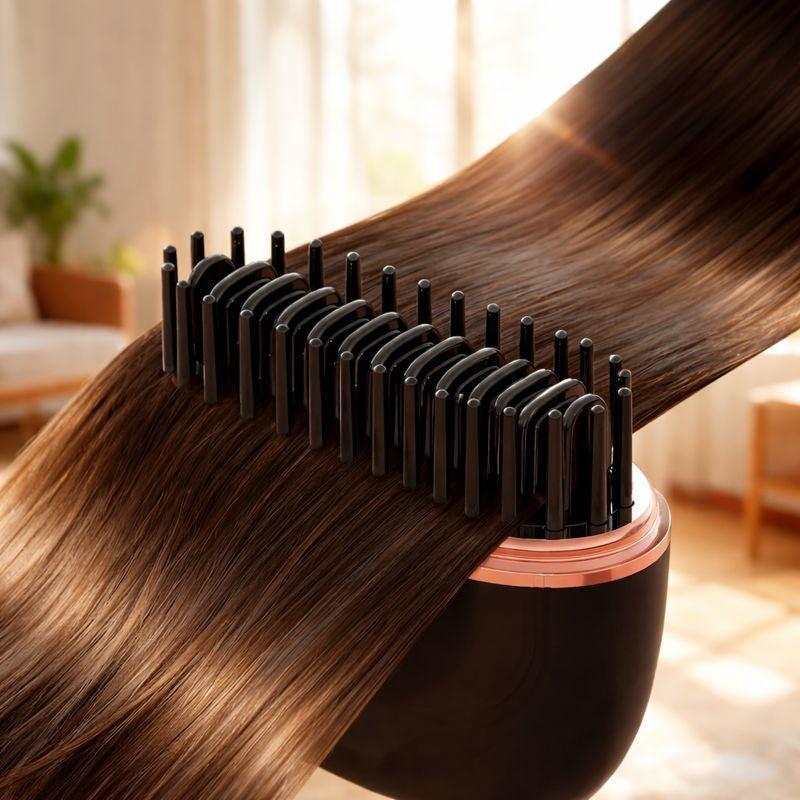 Black Mini Hair Straightener Cordless Rechargeable Portable Straightener Brush