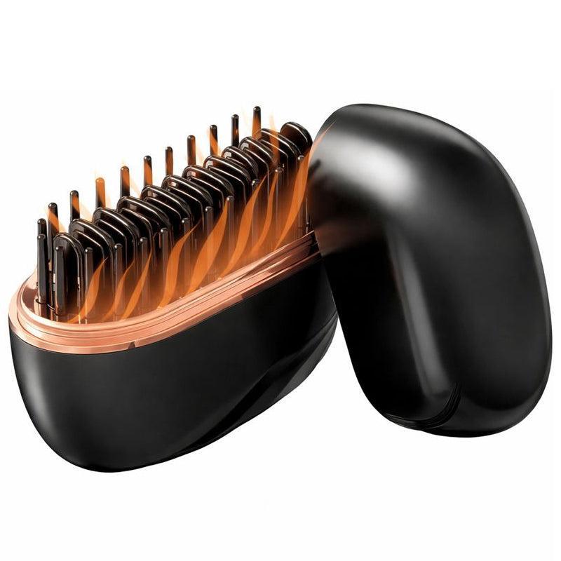 Black Mini Hair Straightener Cordless Rechargeable Portable Straightener Brush