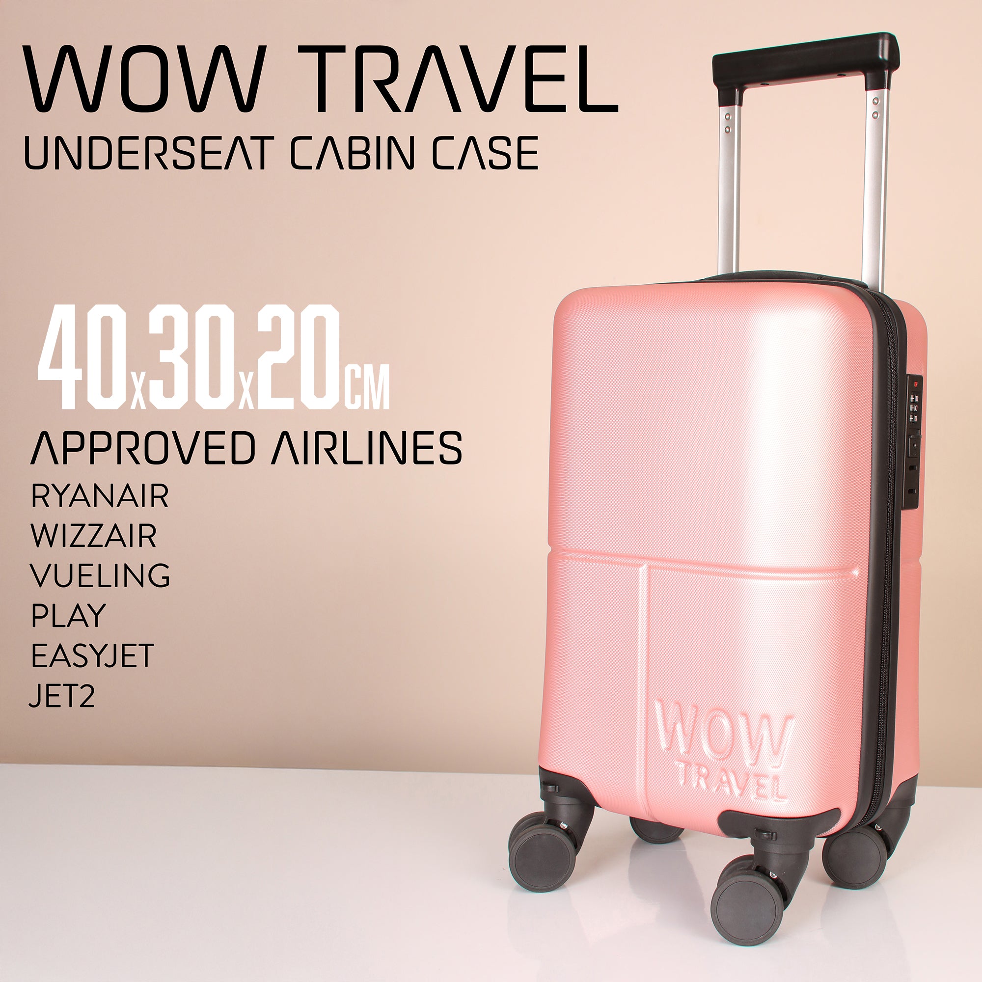 GREEN WOW TRAVEL UNDERSEAT CABIN BAG  RYANAIR - WIZZAIR 40x30x20 *NEW SIZE*