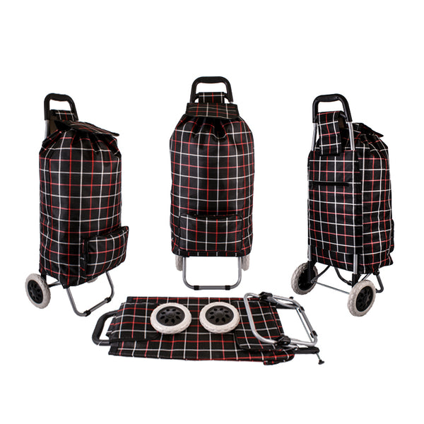 BLACK CHECK Heavy-Duty Shopping Trolley Grocery Cart