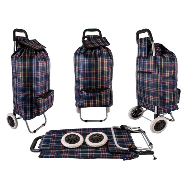 NAVY CHECK Heavy-Duty Shopping Trolley Grocery Cart