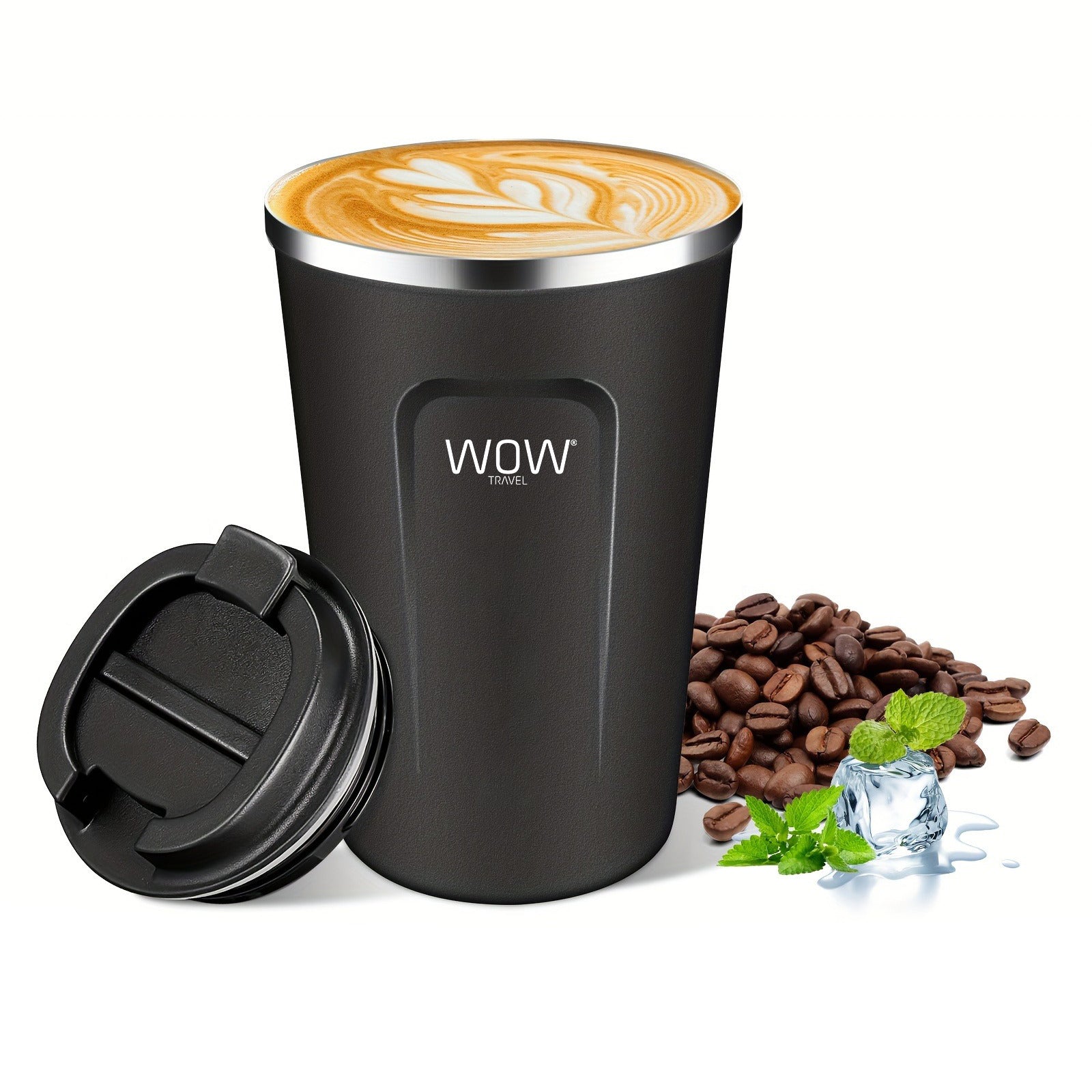 Insulated Travel Mug Leakproof Coffee Cup 380ml Black