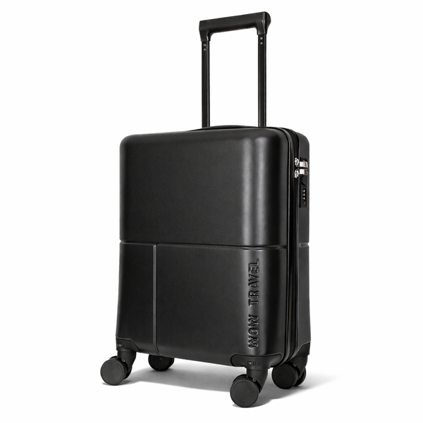 Black WOW Travel 45x36x20cm EasyJet Jet2 approved underseat cabin suitcase lightweight hard shell