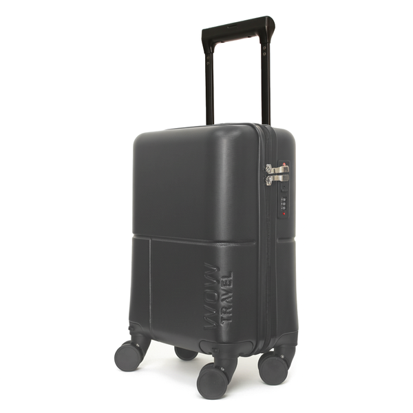 Black WOW Travel 40x30x20cm Ryanair approved underseat cabin suitcase lightweight hard shell
