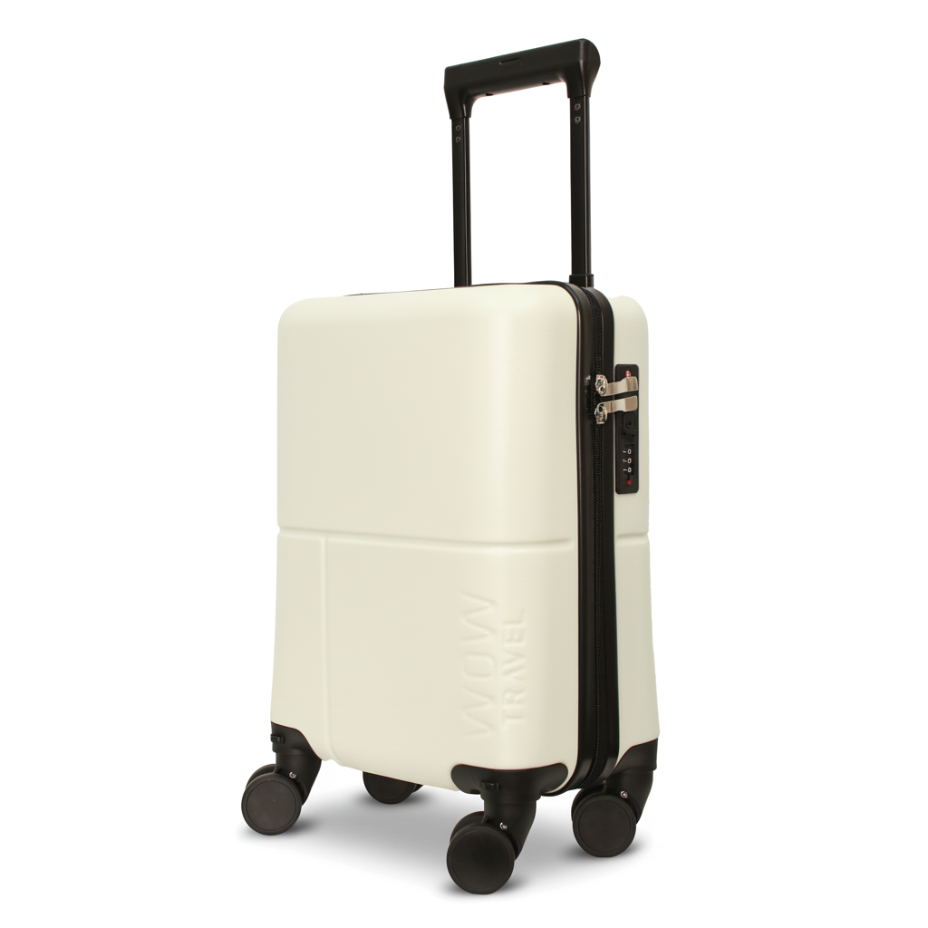 Milk white WOW Travel 40x30x20cm Ryanair approved underseat cabin suitcase lightweight hard shell
