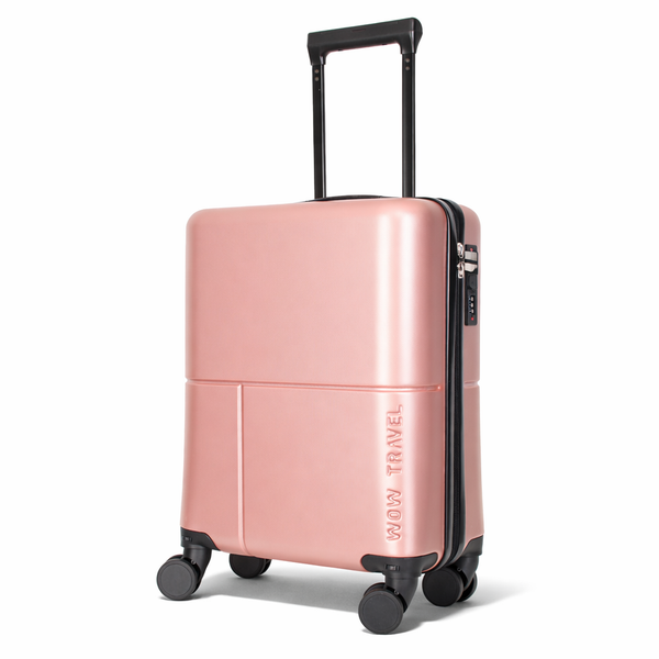 Rose gold WOW Travel 45x36x20cm EasyJet Jet2 approved underseat cabin suitcase lightweight hard shell
