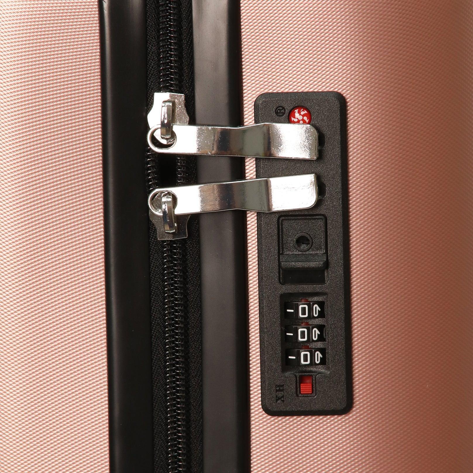 Combination lock and zip close up on WOW Travel Ryanair 40x30x20cm cabin suitcase

