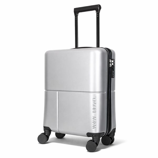 Silver grey WOW Travel 45x36x20cm EasyJet Jet2 approved underseat cabin suitcase lightweight hard shell